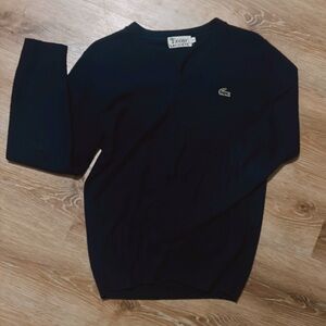 vintage Izod lacoste men’s size small vneck wool sweater in black